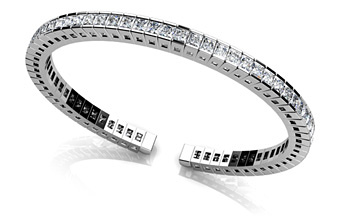Princess Cut Flexible Diamond Bangle Bracelet