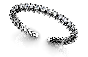 Two Prong Flexible Diamond Bangle