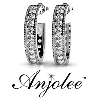 Diamond Lined Oval Shaped Hoops