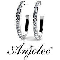 Classic Single Row Diamond Round Hoop Earrings