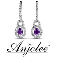 Diamond and Oval Gemstone Drop Earrings