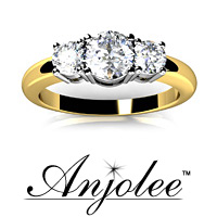 Rounded Band 3 Stone Engagement Ring