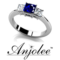 Princess Cut Gemstone and Diamond Engagement Ring