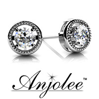 Circle Housed Diamond Stud Earrings