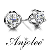 Open Tulip Diamond Stud Earrings