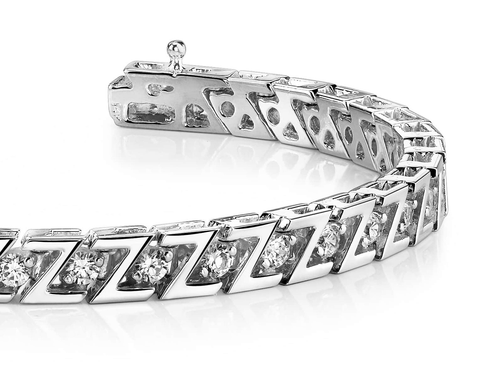 Z Link Diamond Tennis Bracelet In 14K 18K Yellow White Or Rose Gold