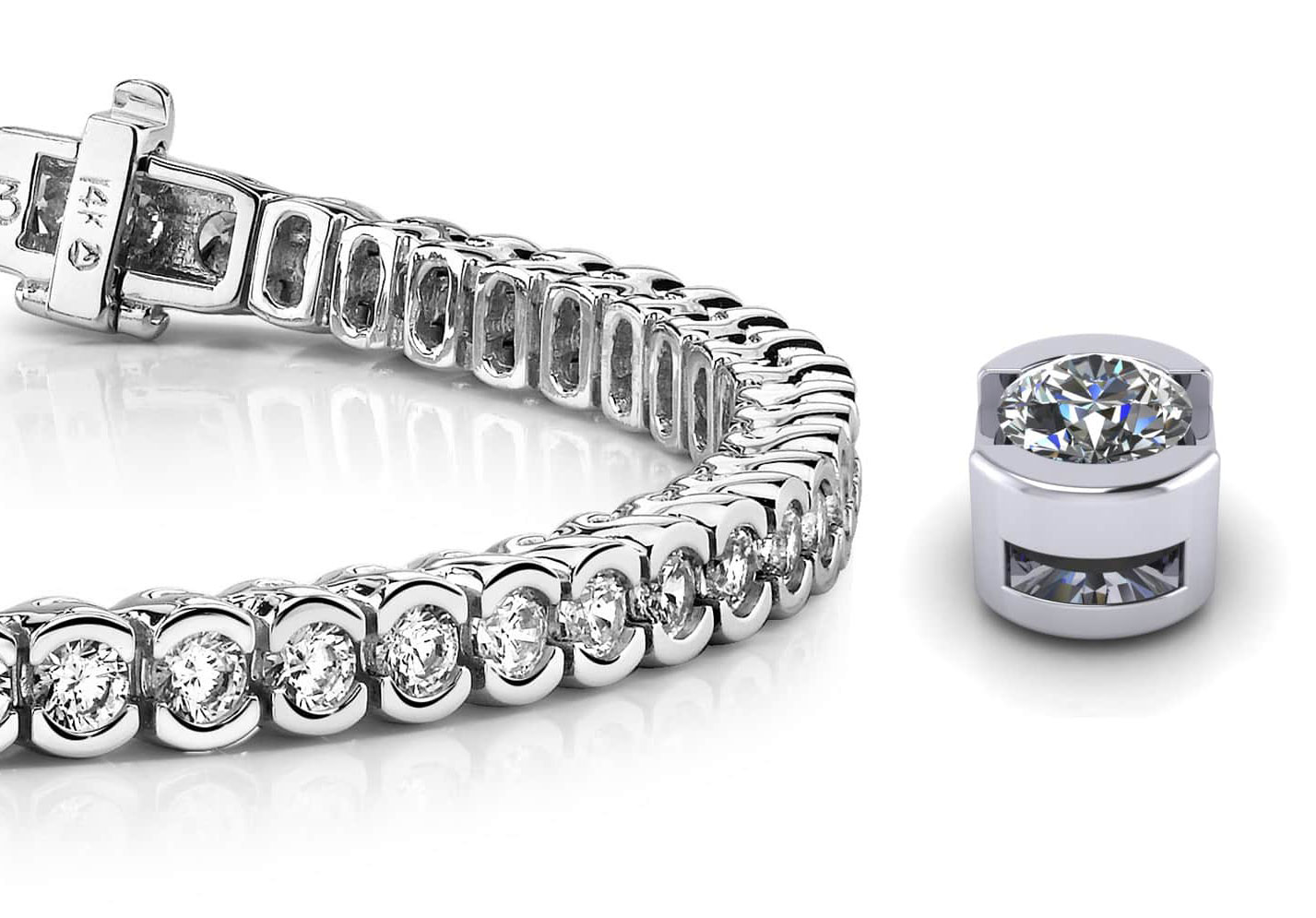 Half Bezel Set Diamond Tennis Bracelet | Ouros Jewels