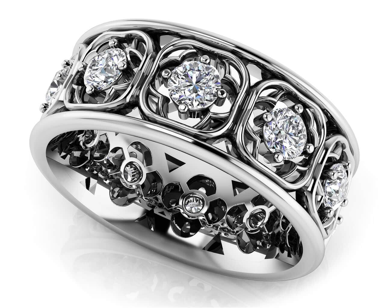 Center Of My Heart Eternity Ring In 14K 18K White Yellow Gold Platinum