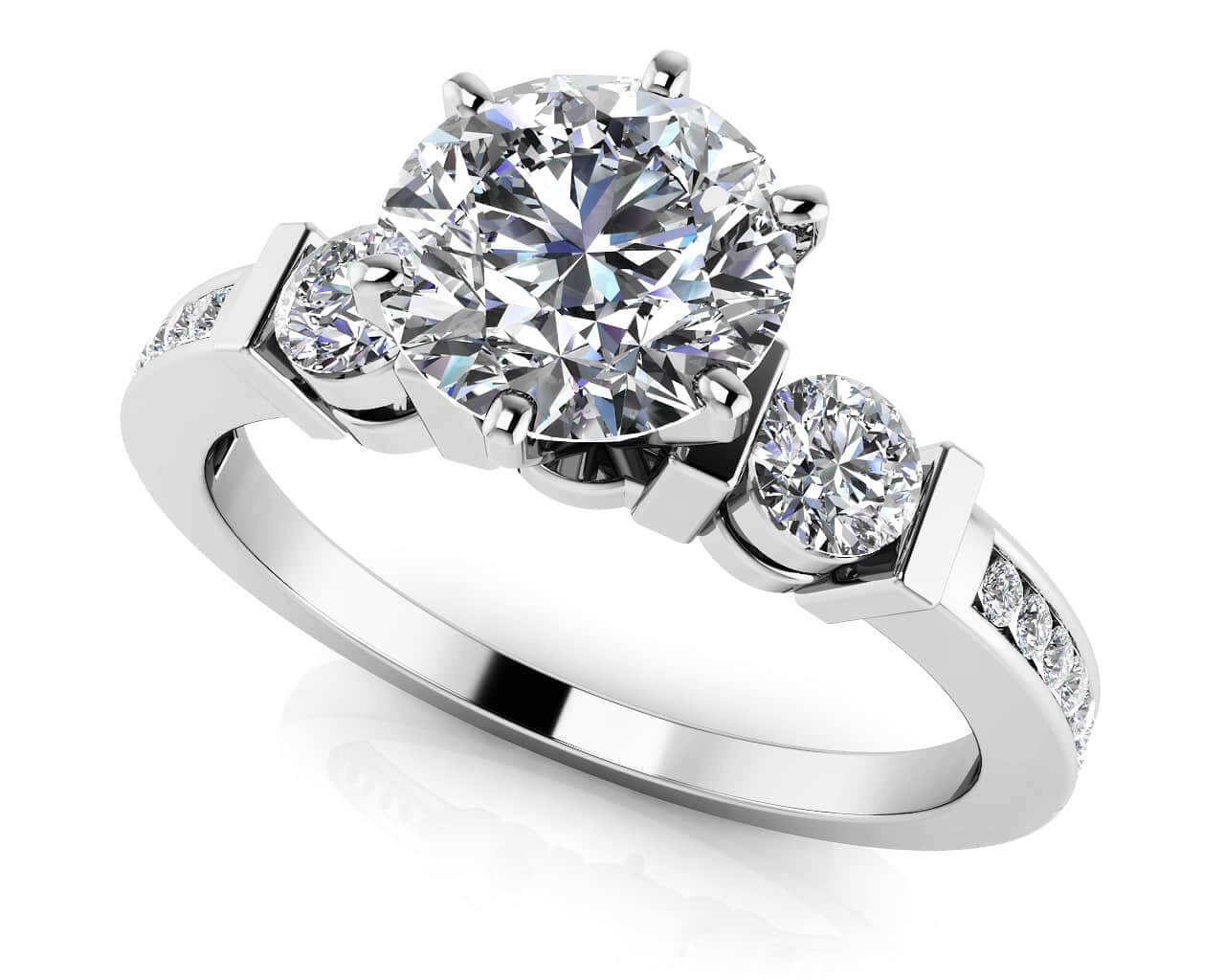 Triple Diamond Channel Engagement Ring