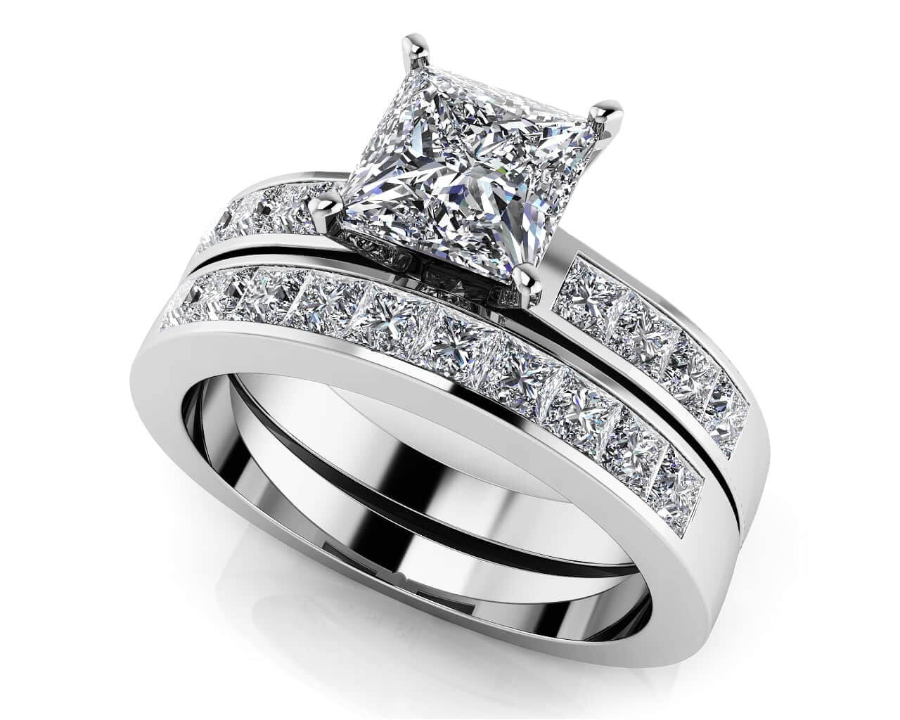 Princess Cut Diamond Channel Set Wedding Band Ring – Bardys Estate