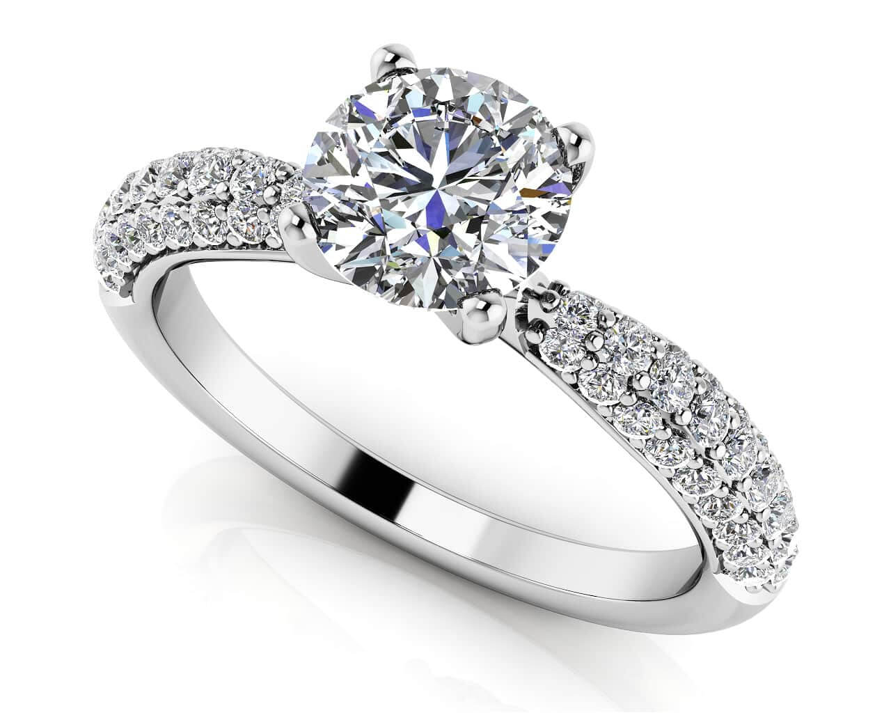 Brilliant Diamond Engagement Ring With Side Stones