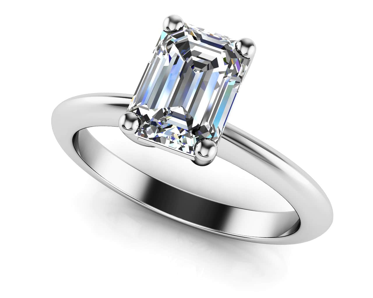 Classic Emerald Cut Diamond Engagement Ring In 14K 18K Yellow Gold Or ...