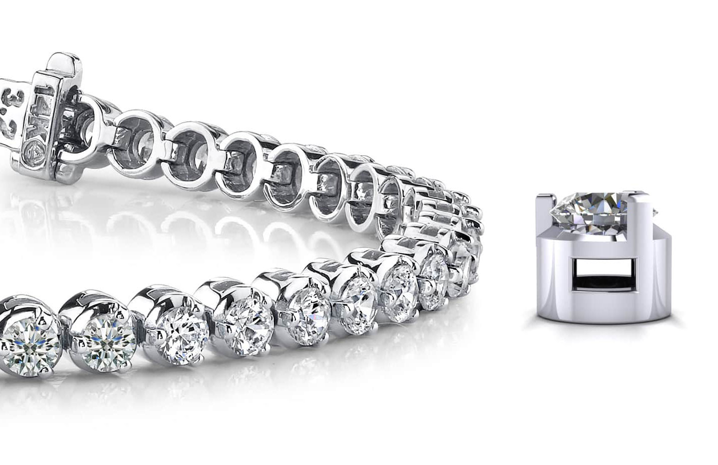 3 prong diamond tennis bracelet