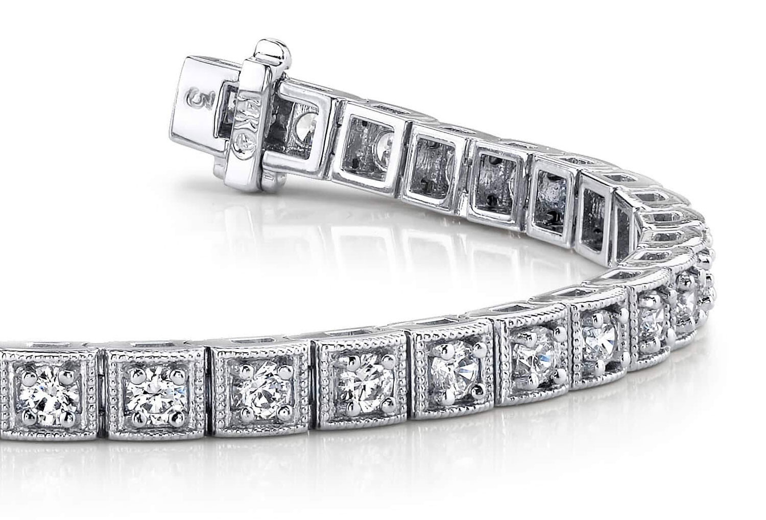 18 Karat White Gold Natural Blue Sapphire Square Tennis Line Bracelet at  1stDibs | sapphire line bracelet