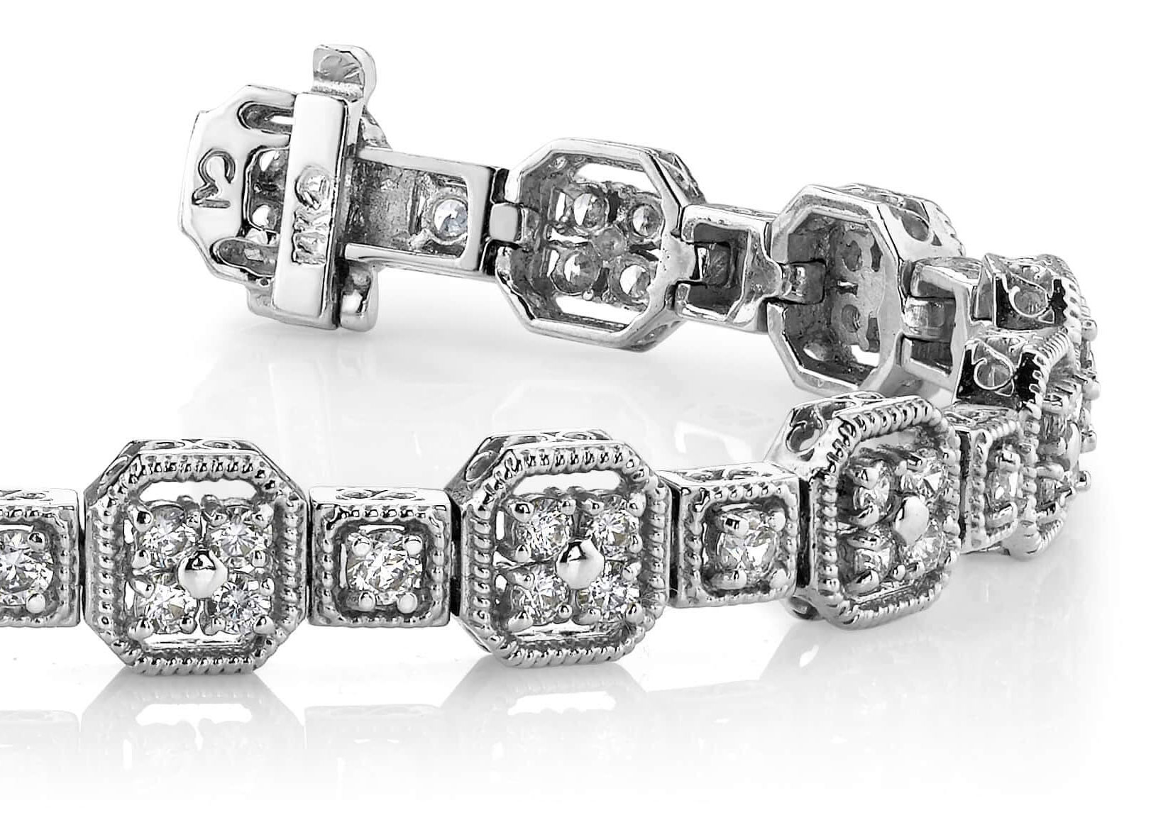 Antique Style Diamond Bracelet in Platinum – Pico Jewelry