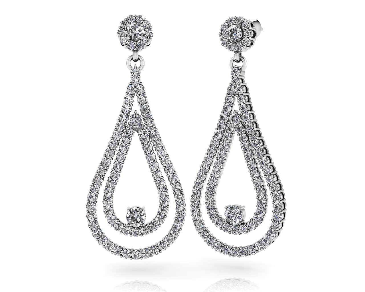 Double Drop Diamond Swing Earrings