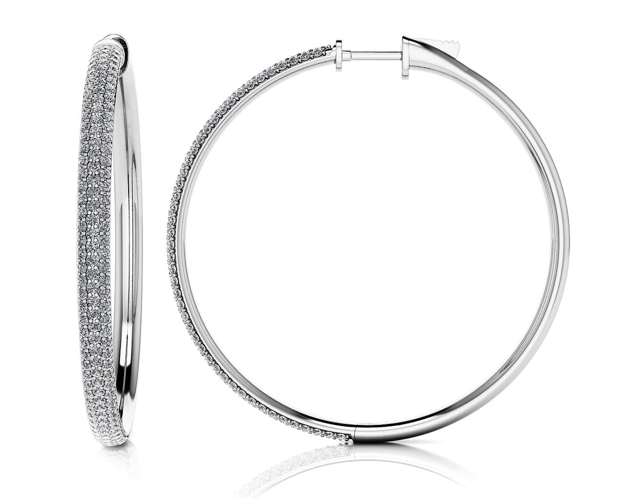 Extra Large Triple Row Diamond Hoop Earrings