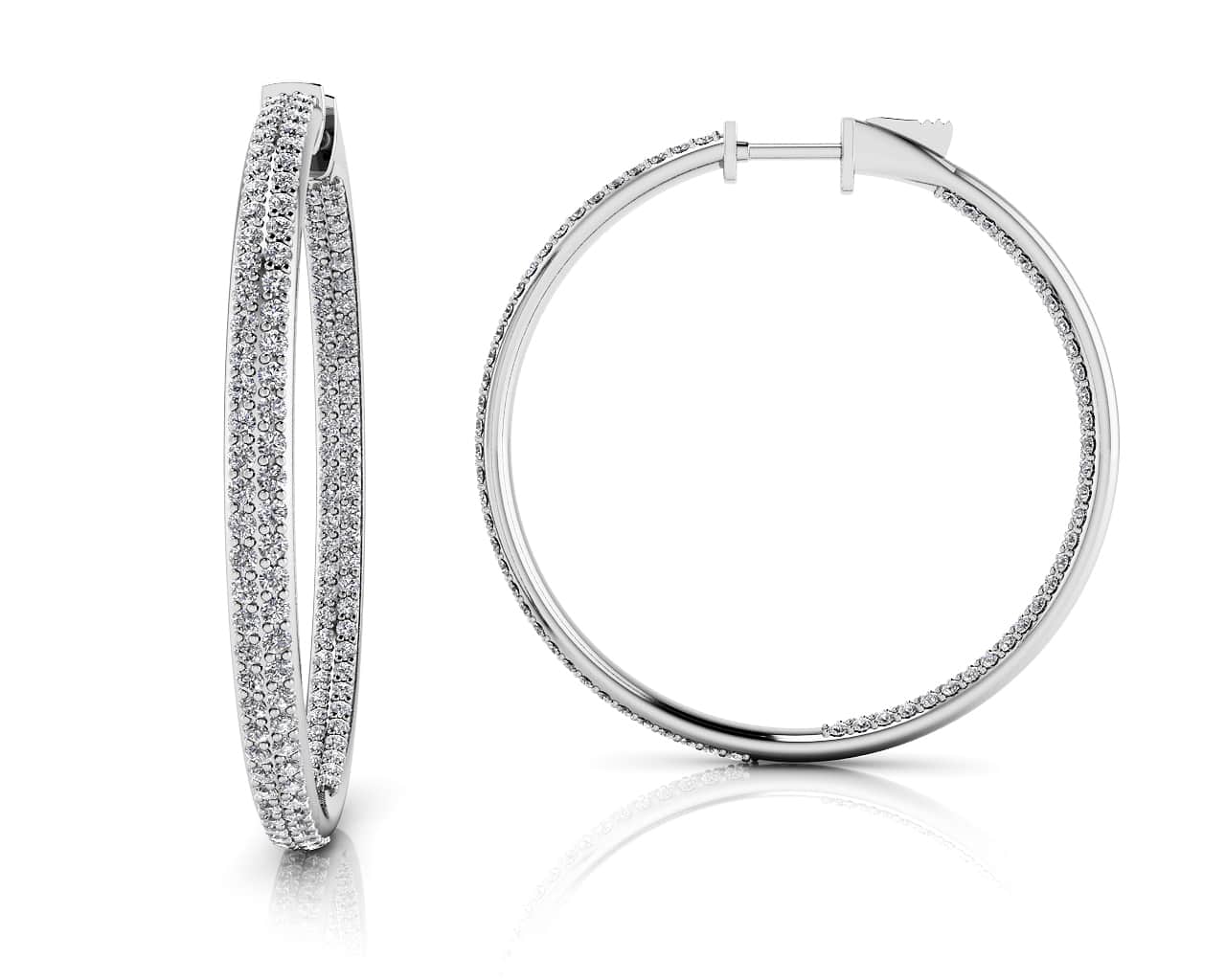 Inside Out Diamond Pave Hoop Earrings Large In 14K 18K White Yellow Or ...