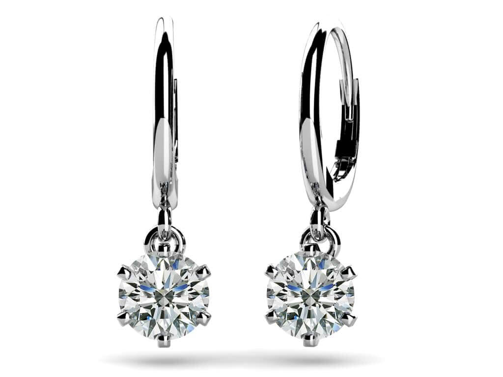 Sparkling One Carat Diamond Drop Earrings In White Gold