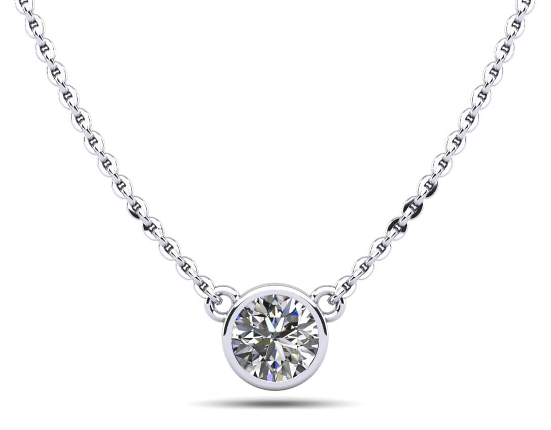 Simply Solitaire Bezel Set Diamond Pendant