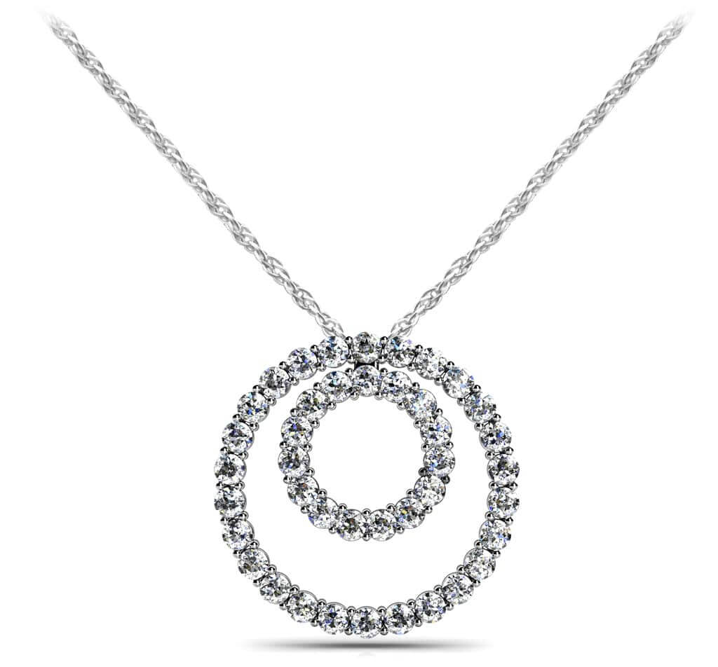 S925 Sterling Silver MOVE UNO Double Circle Diamond Necklace for Women.  Original French High Jewelry