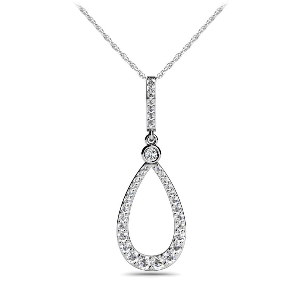 Diamond Lined Designer Teardrop Pendant