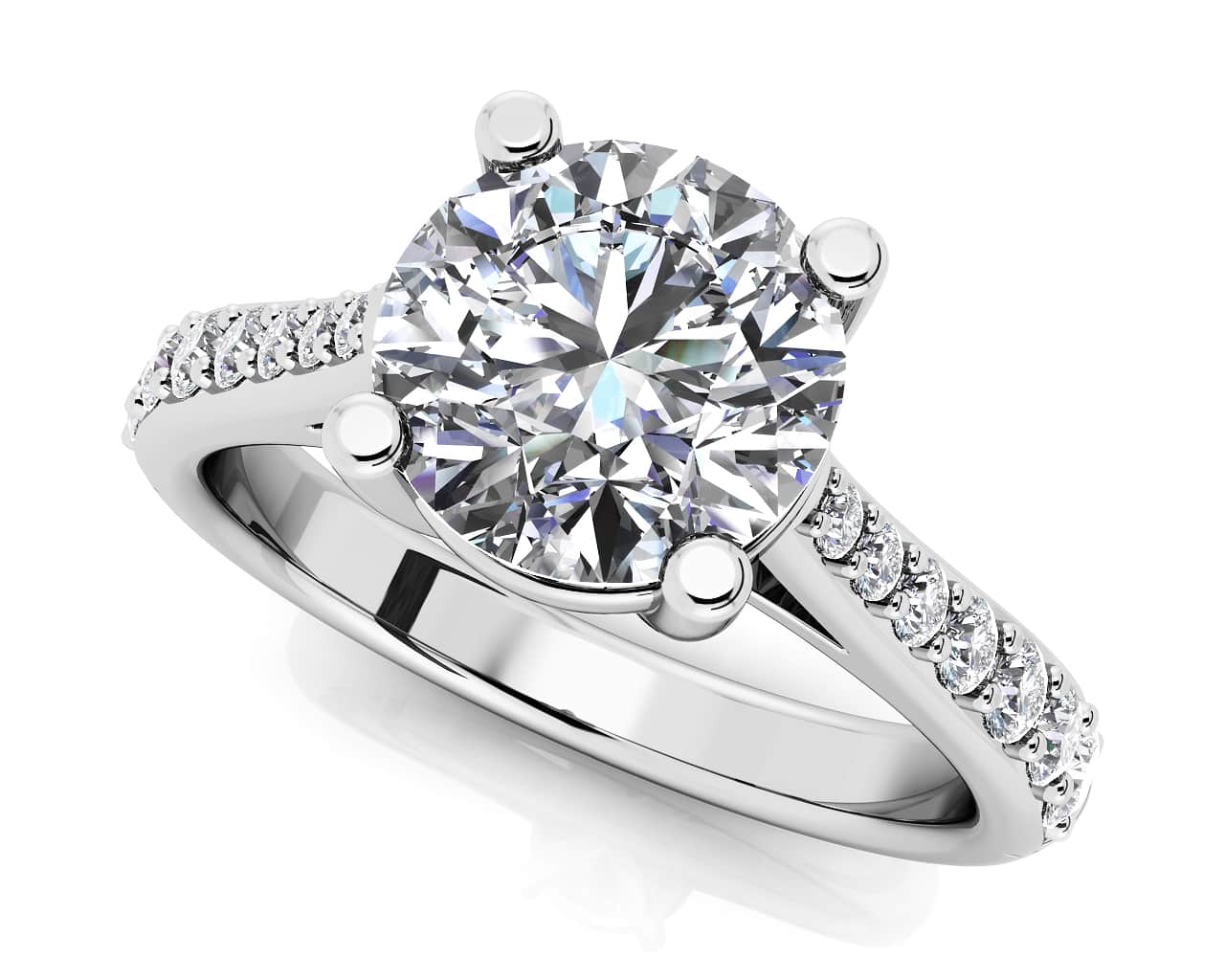 Timeless Round Engagement Ring With Side Diamonds
