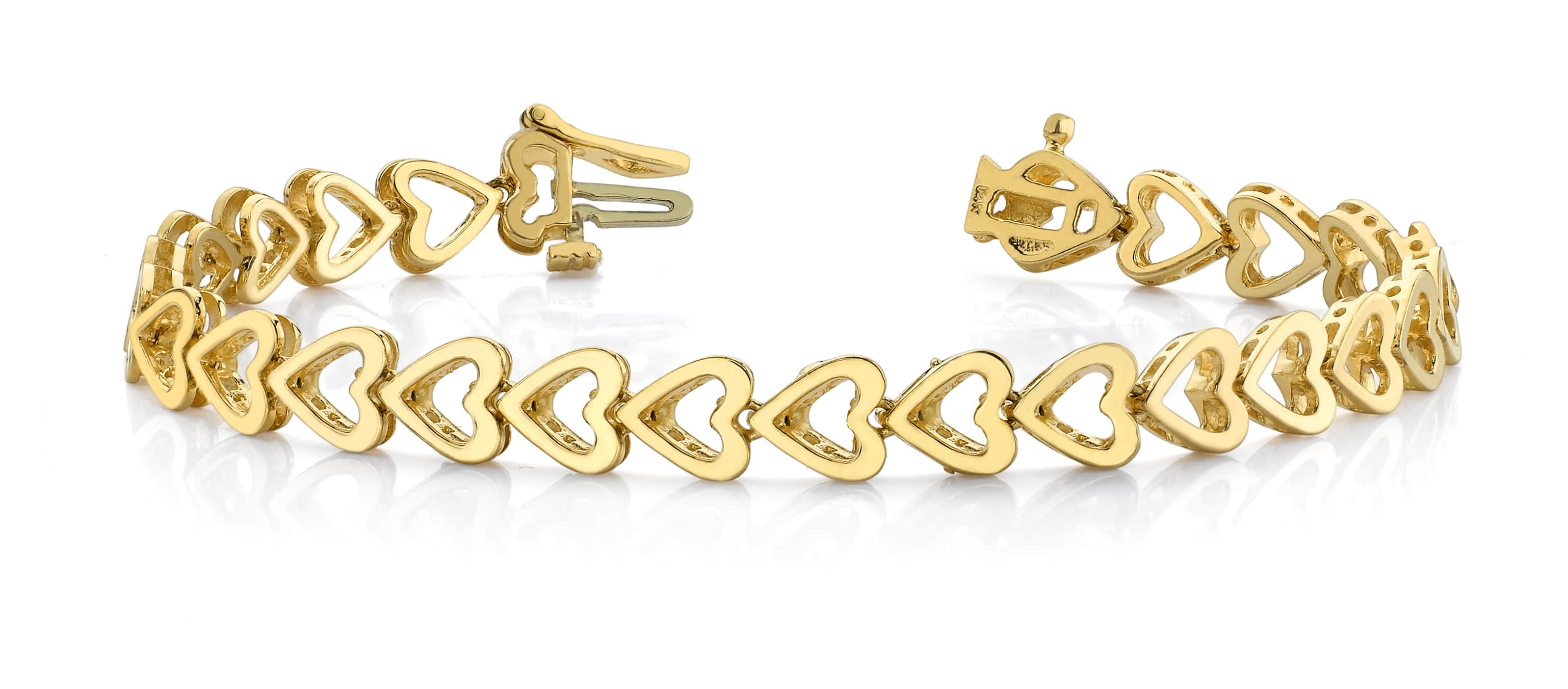 14k gold shop heart link bracelet