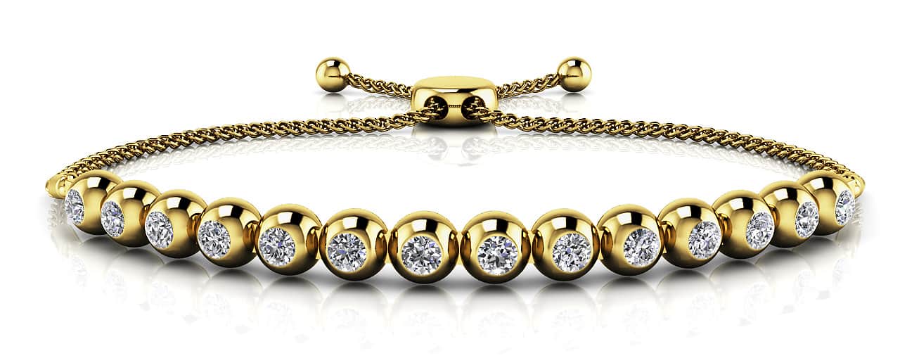 Adjustable Bezel Set Diamond Tennis Bracelet In 14K 18K White Yellow Or Rose Gold