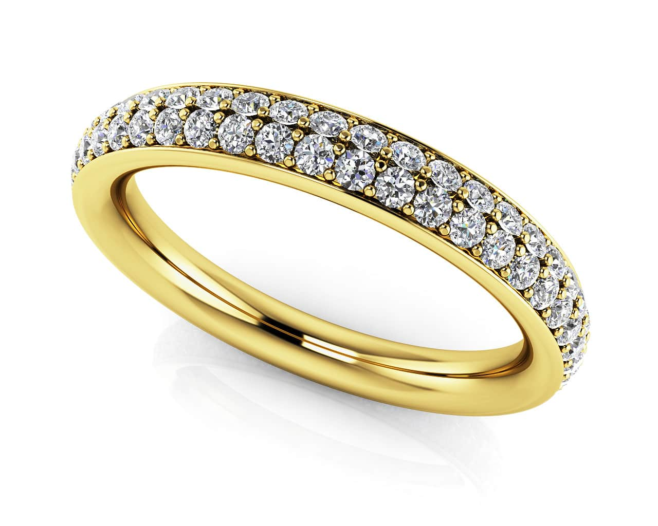 Double Row Diamond Eternity Wedding Band In White Yellow