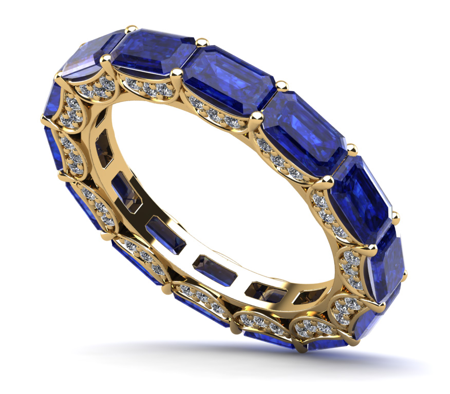 Gemstone and Diamond Eternity With Sash Setting