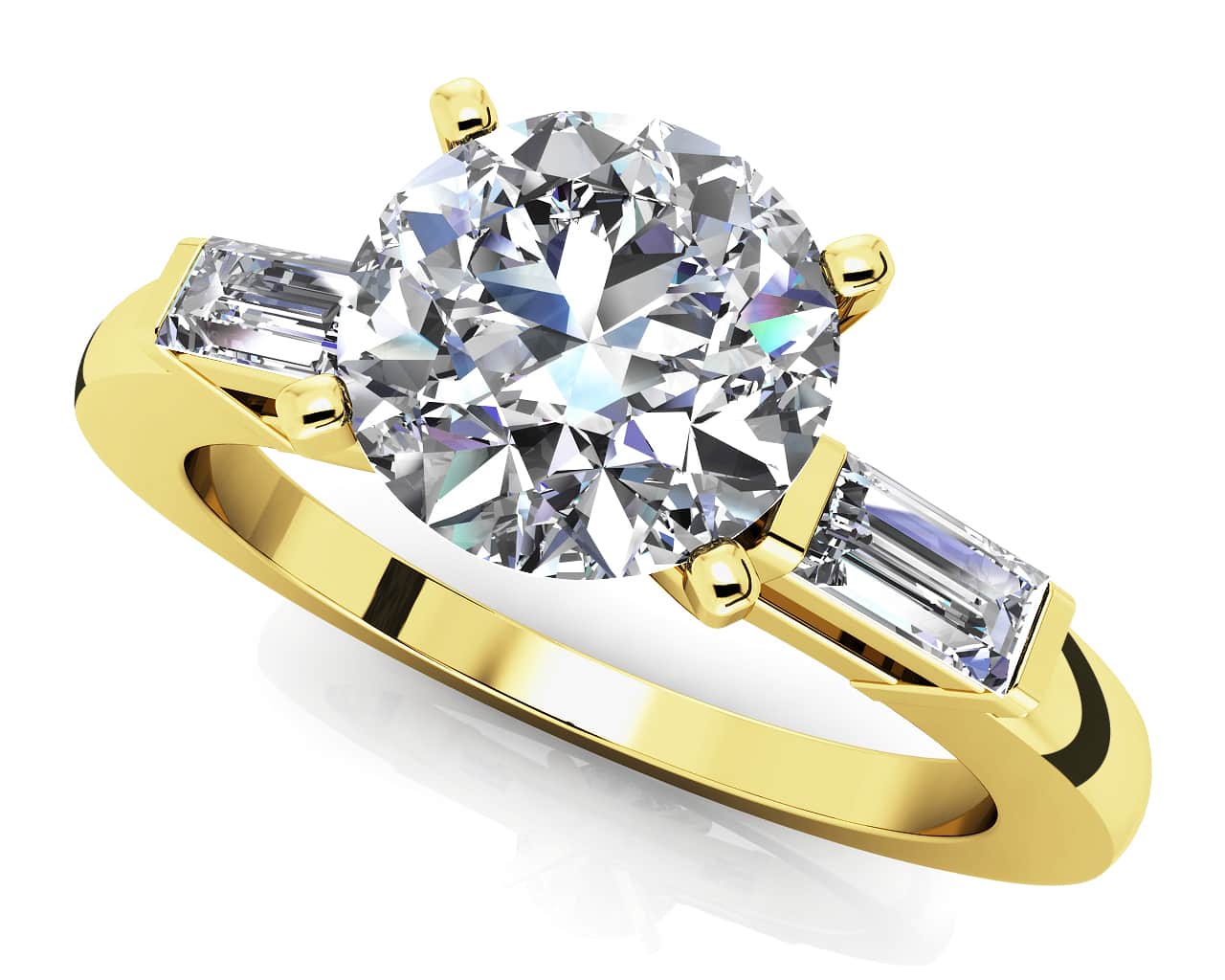 Baguette Three Across Engagement Ring Available In Gold Or Platinum