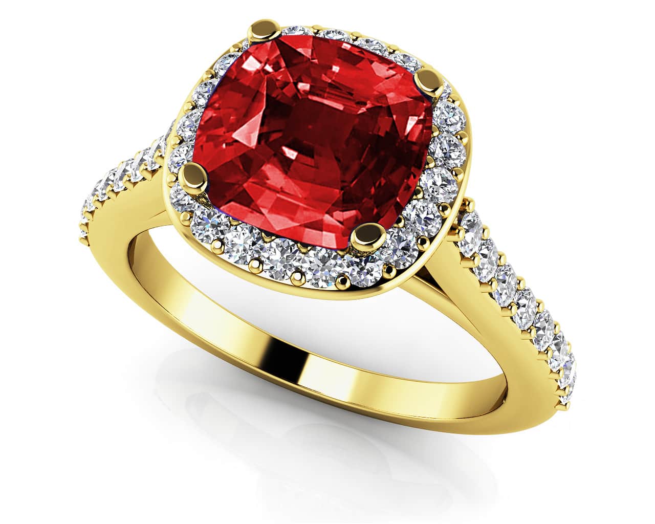Classic Love Cushion Cut Gemstone Anniversary Ring In Yellow Gold Or White Gold