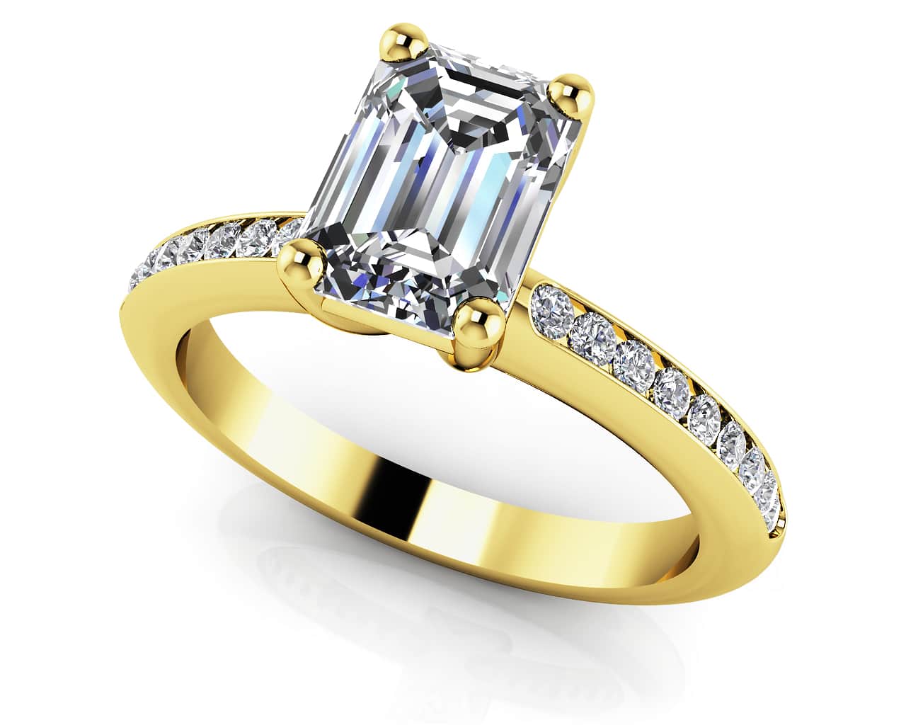 Exquisite Emerald Cut Engagement Ring In White Yellow Gold Or Platinum