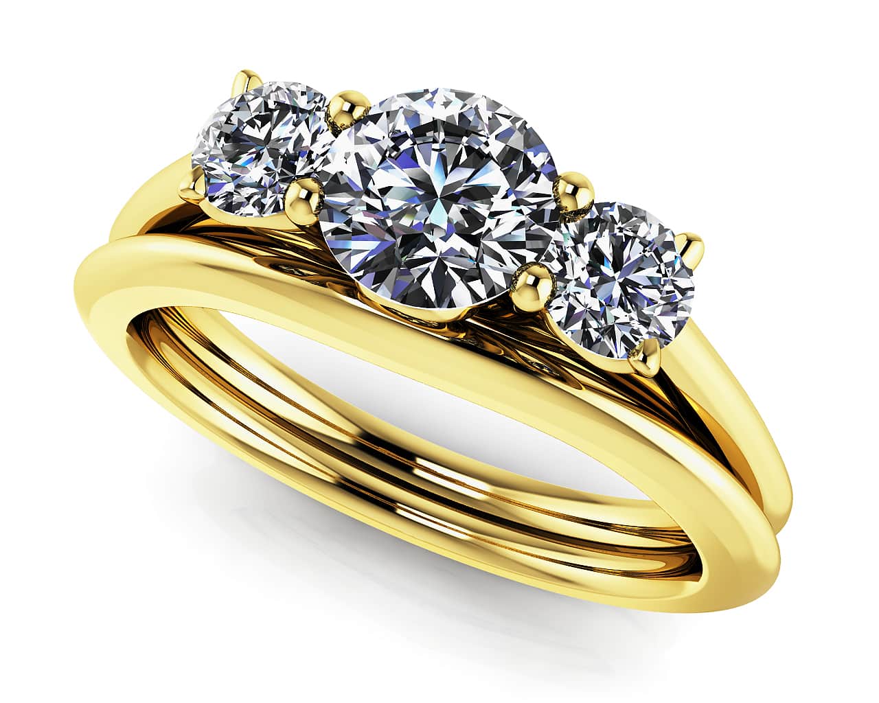 Timeless Three Stone Wedding Set