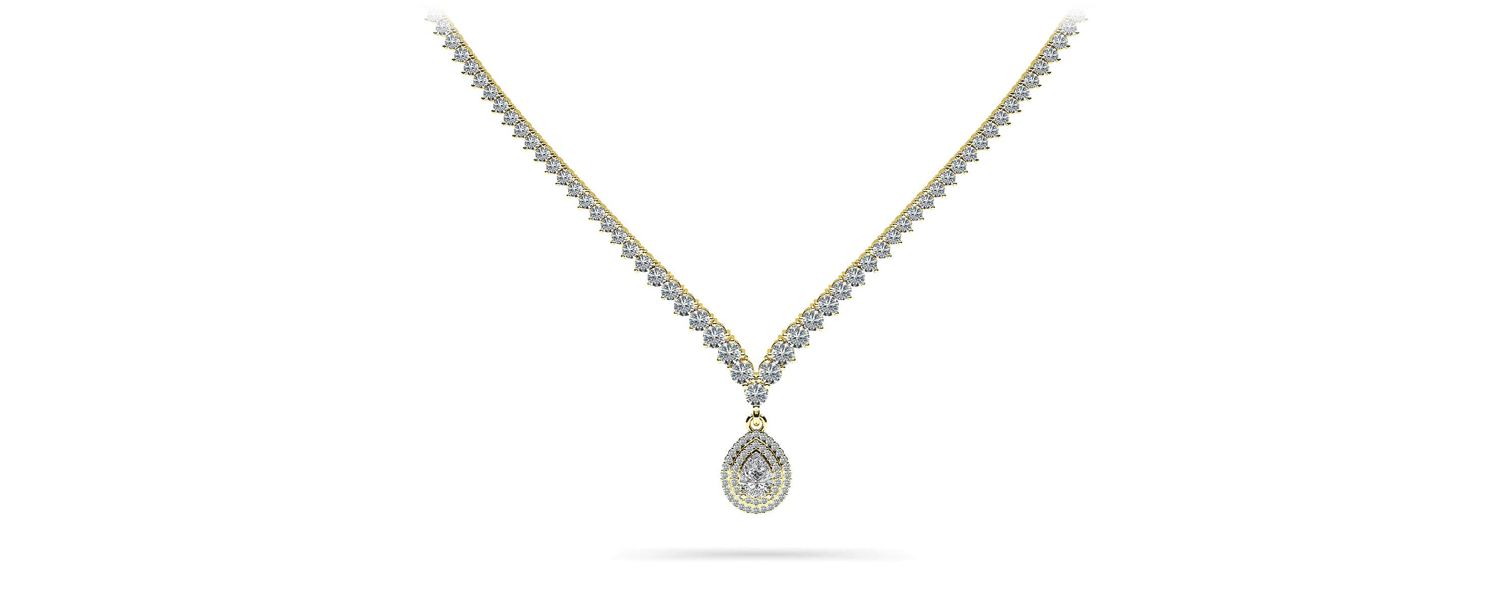 3 Prong Graduated V Diamond Necklace