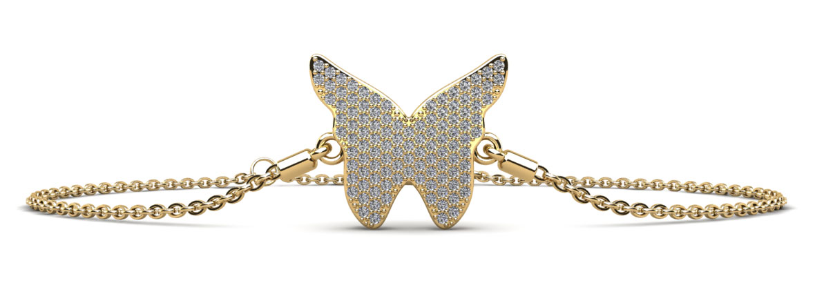 Sparkling Butterfly Diamond Adjustable Bracelet