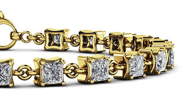 Unique Princess Cut Diamond Link Tennis Bracelet