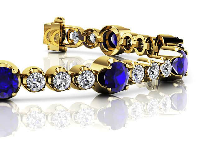 Elegant Dual Size Diamond And Gemstone Bracelet