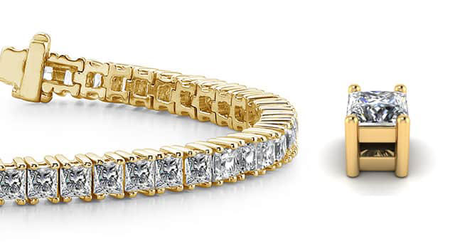 Princess cut diamond tennis bracelet yellow gold deals