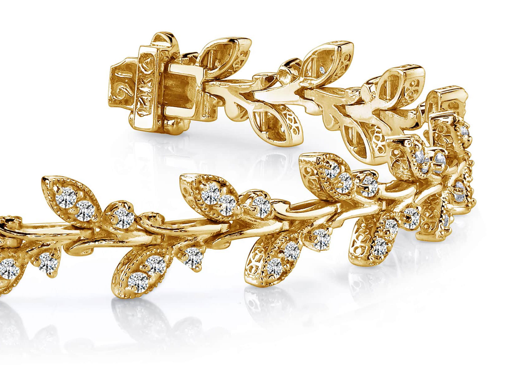 Vintage Style Leaf Diamond Bracelet In Platinum Or Gold