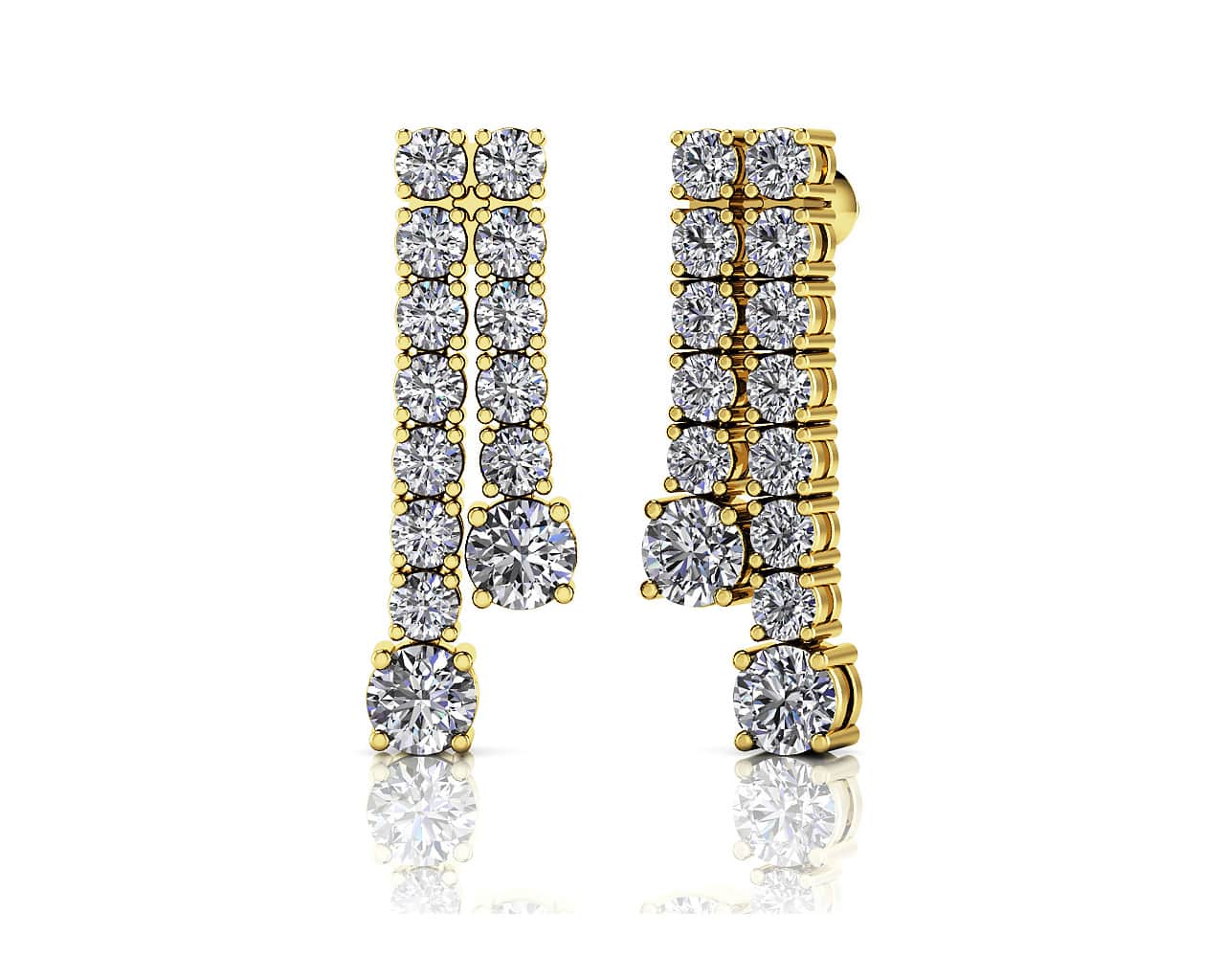 Double Strand Graduated Diamond Dangle Earrings