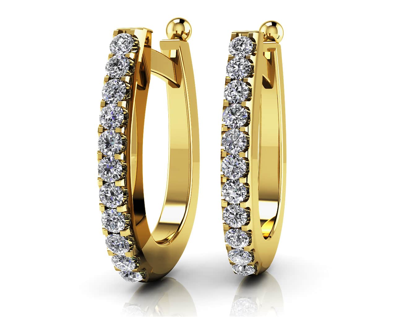 Classic Diamond Hoop Earrings In 18K 14K White Gold Yellow Gold Or Platinum