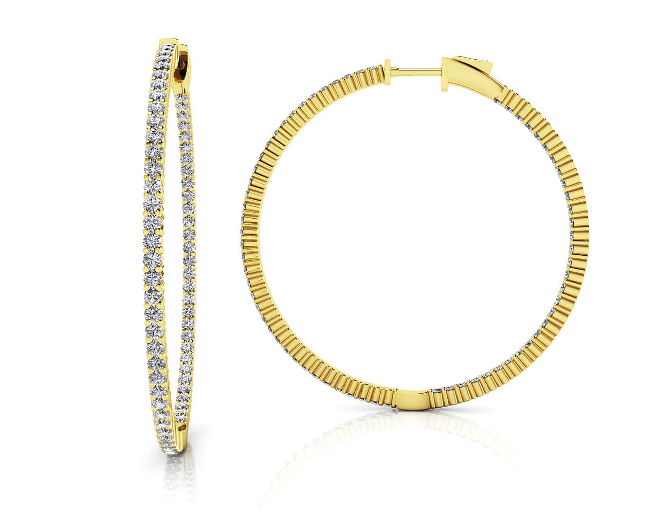 Inside Out Prong Set Diamond Hoop Earring X Large Available In Gold Or Platinum