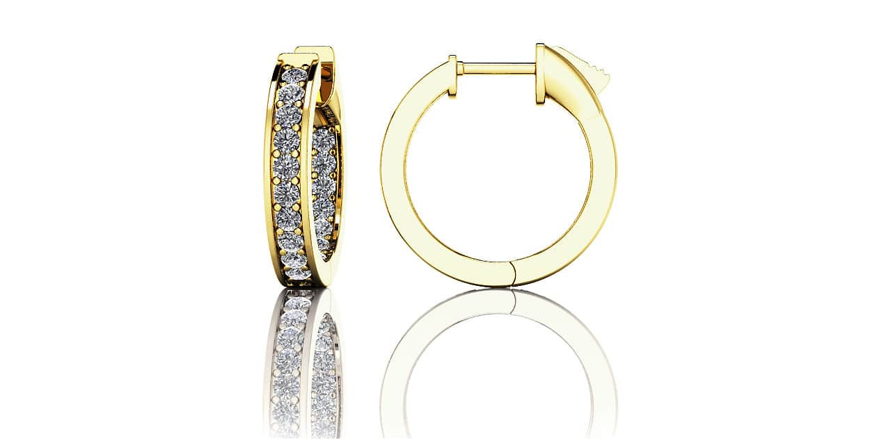 Petit Prong Set Diamond Lined Hoops In Gold Or Platinum