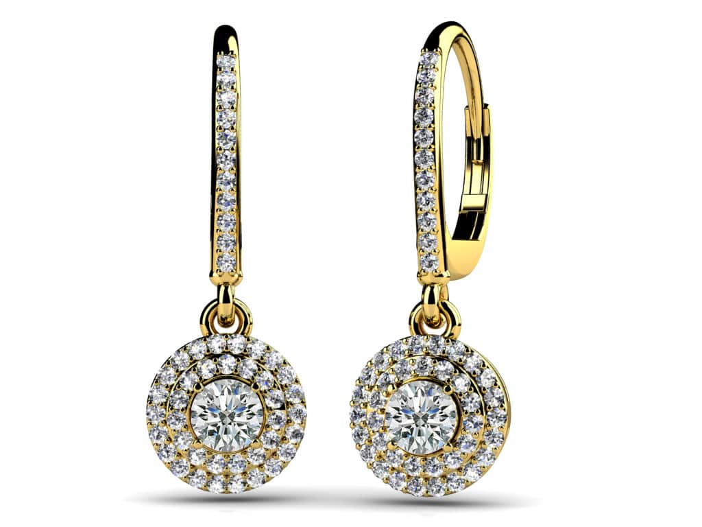 Surrounded By Sparkle Diamond Hoop Earrings In White Yellow Or Rose Gold