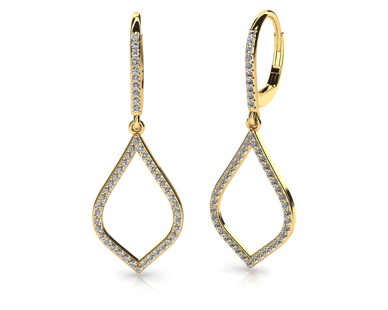 Open Leaf Diamond Drop Earrings