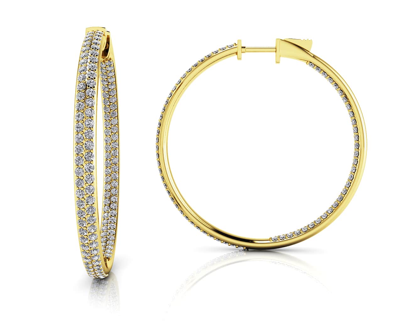 Inside Out Diamond Pave Hoop Earrings Large In 14K 18K White Yellow Or