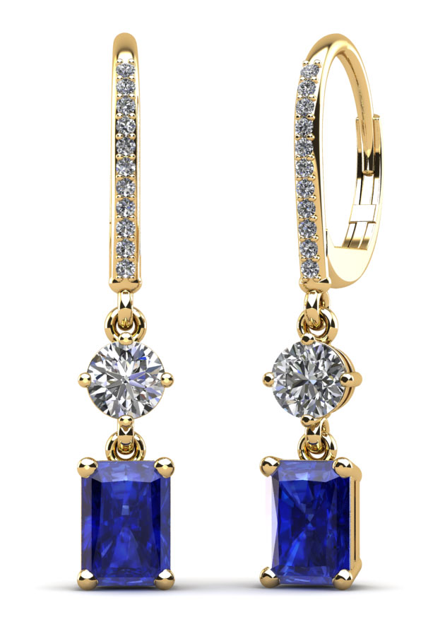 Elegant Emerald Cut Gemstone Drop Earrings