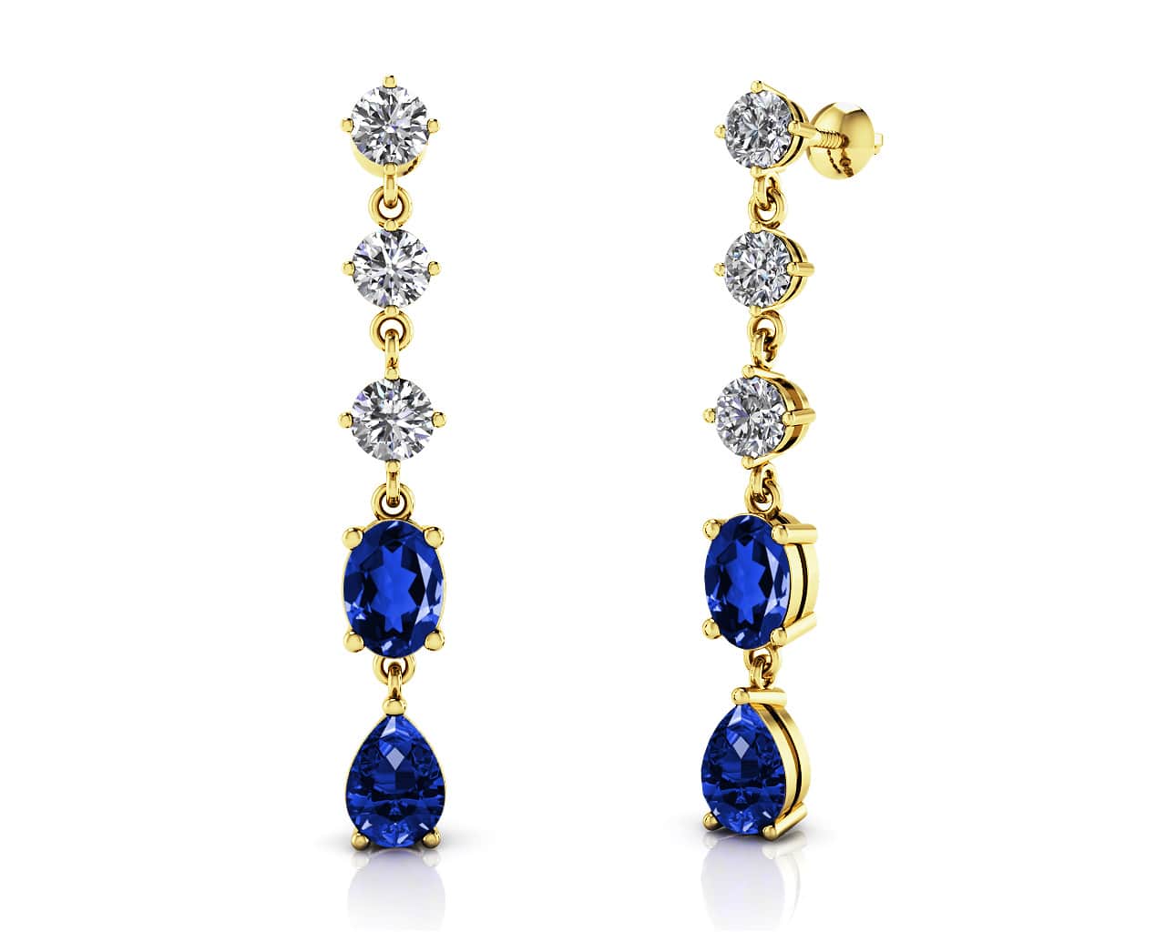 Midnight Multi Shaped Diamond Gemstone Earrings Available In Platinum Or Gold